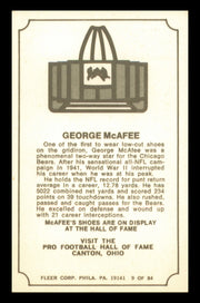 George McAfee Autographed 1975 Fleer Card #9 Chicago Bears SKU #240959