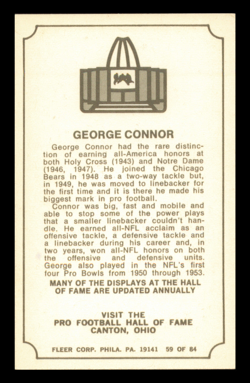 George Connor Autographed 1975 Fleer Card #59 Chicago Bears SKU #240960