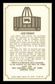 Joe Perry Autographed 1975 Fleer Card #39 San Francisco 49ers "To John" SKU #240965