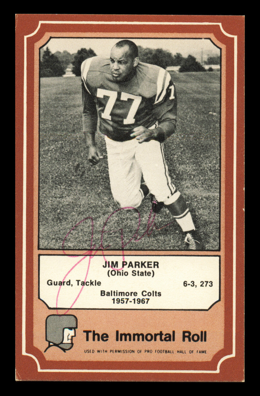 Jim Parker Autographed 1975 Fleer Card #65 Baltimore Colts SKU #240966