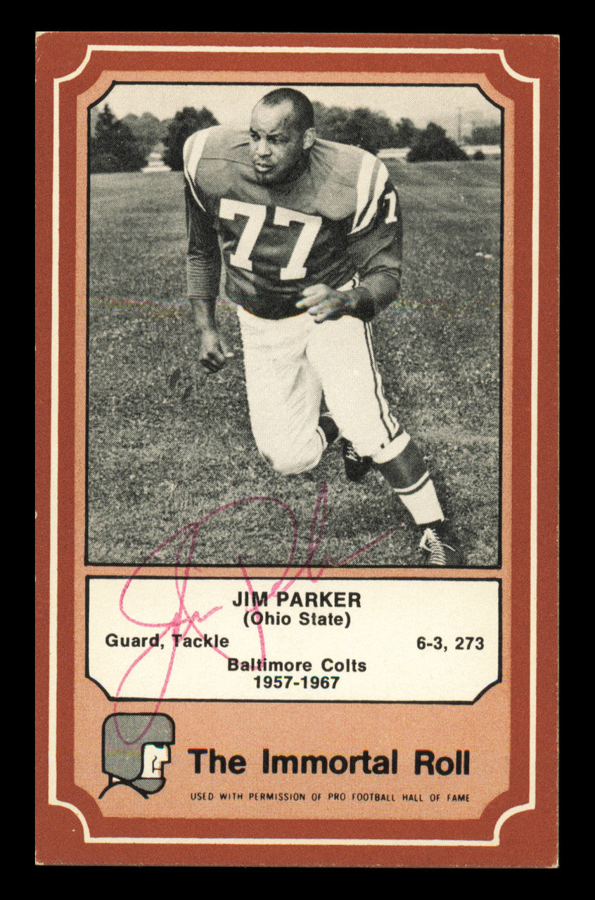 Jim Parker Autographed 1975 Fleer Card #65 Baltimore Colts SKU #240967