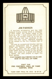 Jim Parker Autographed 1975 Fleer Card #65 Baltimore Colts SKU #240967