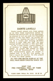 Dante "Gluefingers" Lavelli Autographed 1975 Fleer Card #58 Cleveland Browns SKU #240968