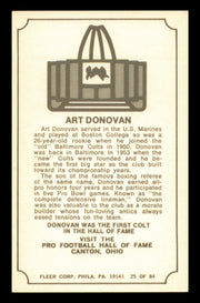 Art Donovan Autographed 1975 Fleer Card #25 Baltimore Colts SKU #240974