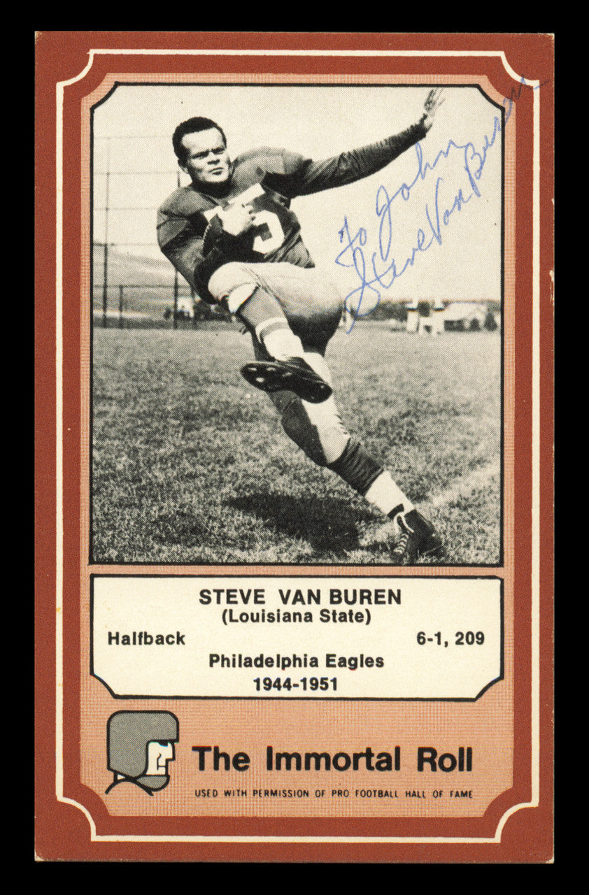 Steve Van Buren Autographed 1975 Fleer Card #47 Philadelphia Eagles "To John" SKU #240977
