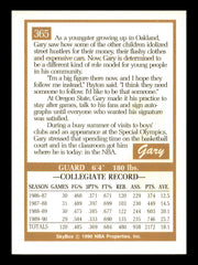 Gary Payton Autographed 1990-91 Skybox Rookie Card #365 Seattle Supersonics SKU #240989
