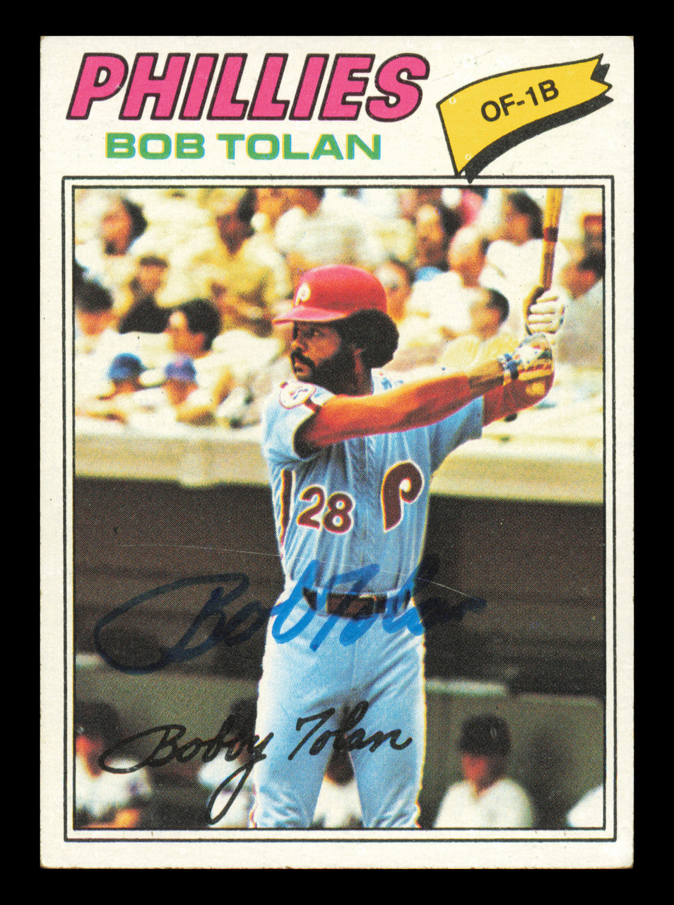 Bobby Tolan Autographed 1977 Topps Card #188 Philadelphia Phillies SKU #241085