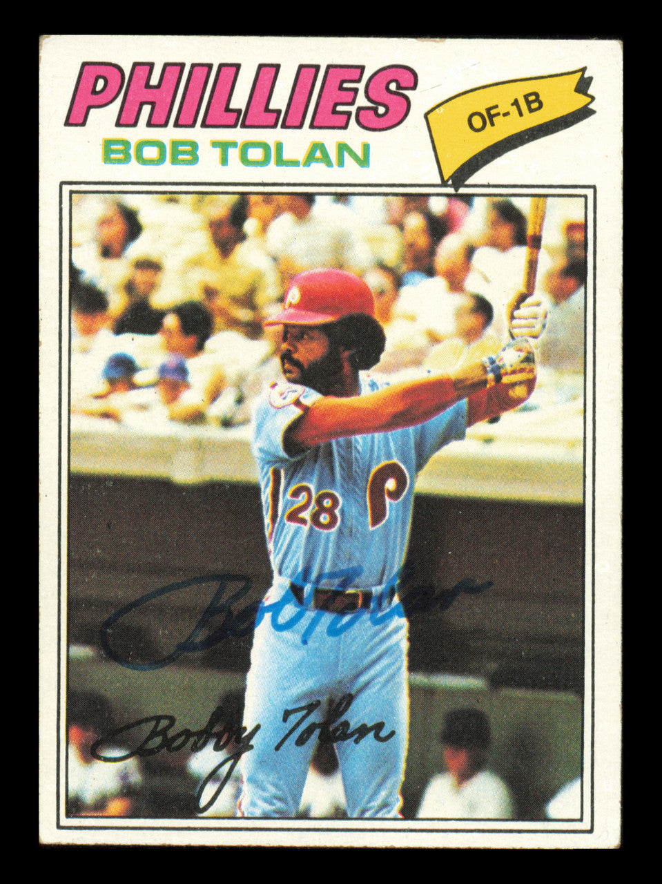 Bobby Tolan Autographed 1977 Topps Card #188 Philadelphia Phillies SKU #241086