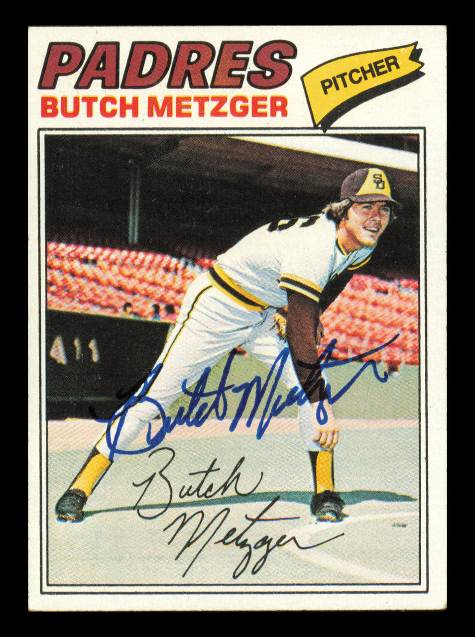 Bruce Metzger Autographed 1977 Topps Card #215 Card San Diego Padres SKU #241097