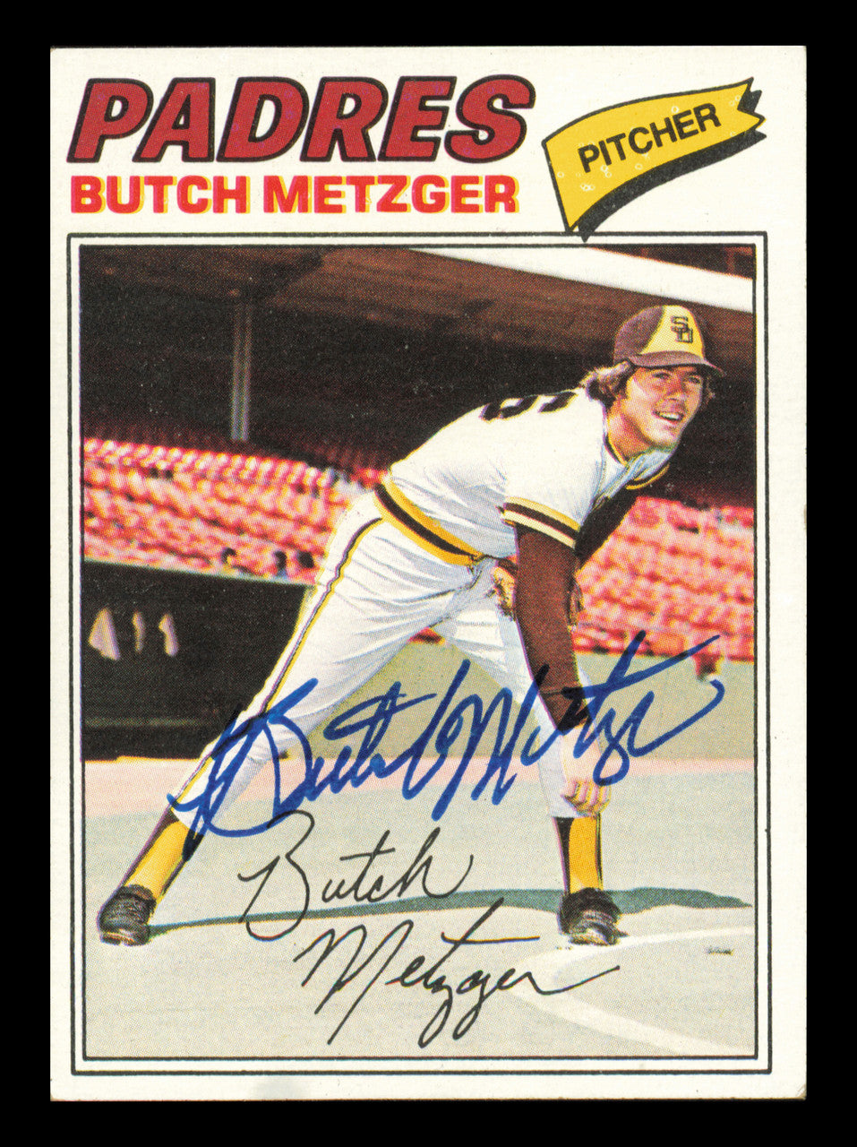 Bruce Metzger Autographed 1977 Topps Card #215 Card San Diego Padres SKU #241099