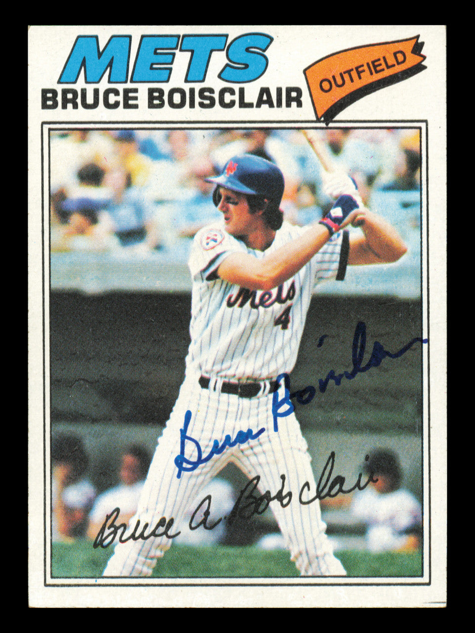 Bruce Boisclair Autographed 1977 Topps Rookie Card #399 New York Mets SKU #241123