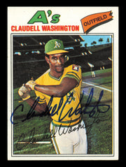 Claudell Washington Autographed 1977 Topps Card #405 Card Oakland A's SKU #241128