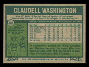 Claudell Washington Autographed 1977 Topps Card #405 Card Oakland A's SKU #241129