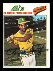 Claudell Washington Autographed 1977 Topps Card #405 Card Oakland A's SKU #241130