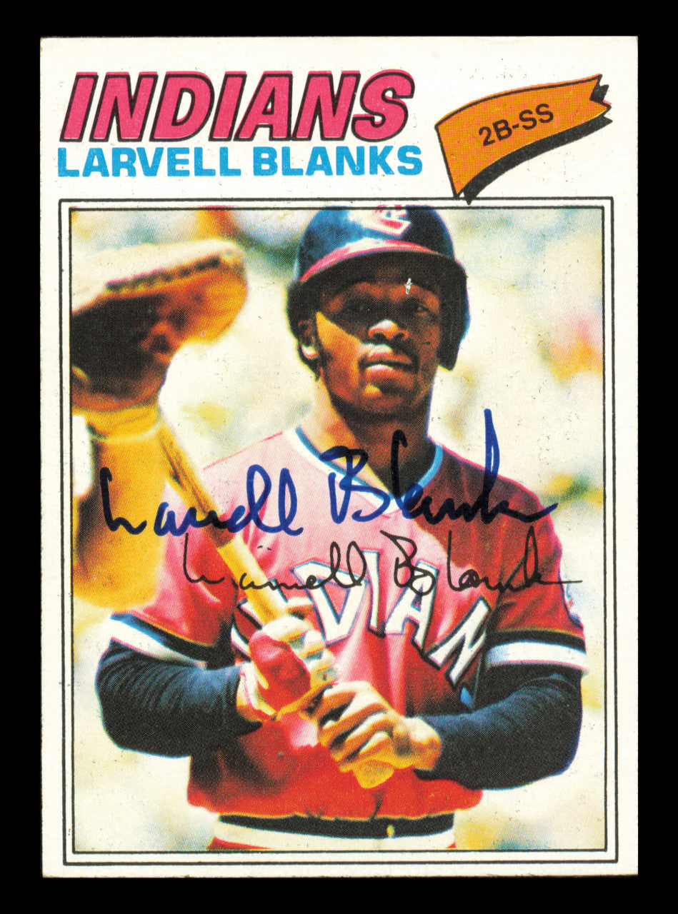 Larvell Blanks Autographed 1977 Topps Card #441 Card Cleveland Indians SKU #241136