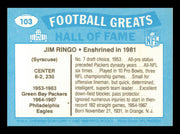 Jim Ringo Autographed 1988 Swell Card #103 Card Green Bay Packers SKU #241175