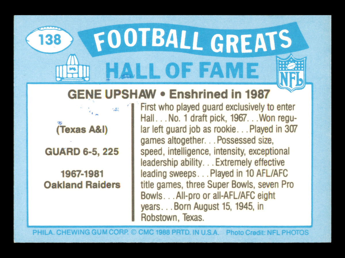 Gene Upshaw Autographed 1988 Swell Card #138 Card Dallas Cowboys SKU #241177