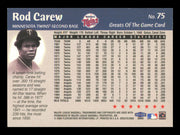 Rod Carew Autographed 2000 Fleer Greats of the Game Card #75 Card Minnesota Twins SKU #241211