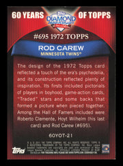 Rod Carew Autographed 2011 Topps 60 Years of Topps Card #60YOT-21 Card Minnesota Twins SKU #241217