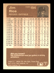 Jim Rice Autographed 1983 Fleer Card #194 Card Boston Red Sox SKU #241239