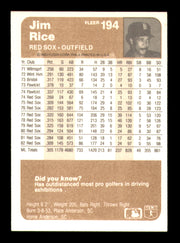Jim Rice Autographed 1983 Fleer Card #194 Card Boston Red Sox SKU #241241