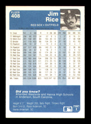 Jim Rice Autographed 1984 Fleer Card #408 Card Boston Red Sox SKU #241249