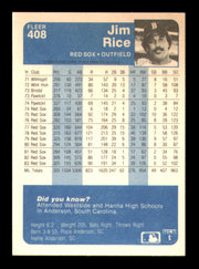 Jim Rice Autographed 1984 Fleer Card #408 Card Boston Red Sox SKU #241253