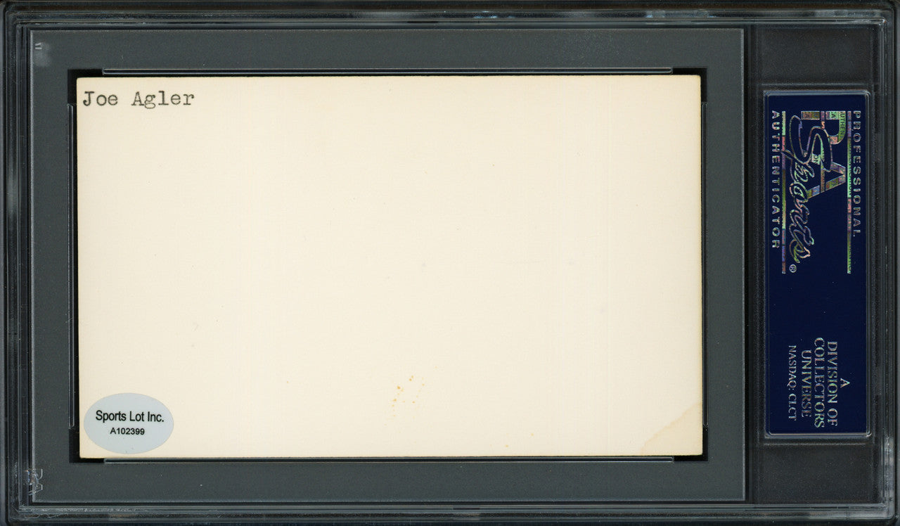 Joe Agler Autographed 3x5 Index Card Washington Senators PSA/DNA #83860249
