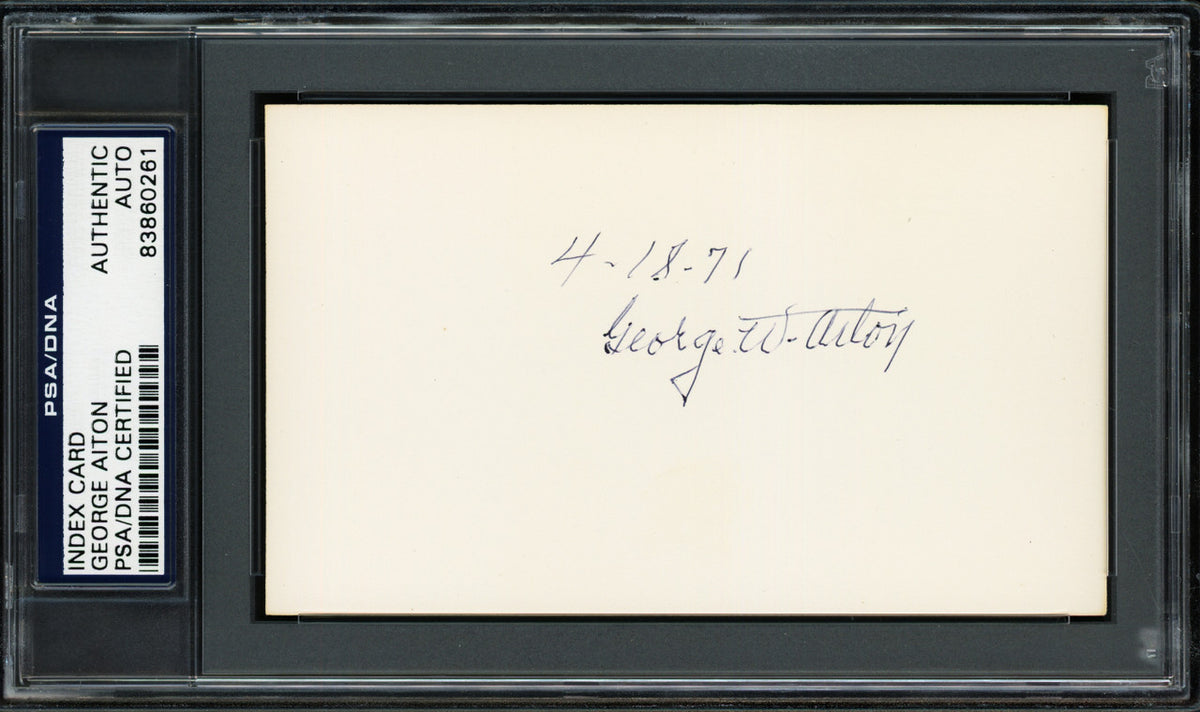 George Bill Aiton Autographed 3x5 Index Card St. Louis Browns "4-18-71" PSA/DNA #83860261