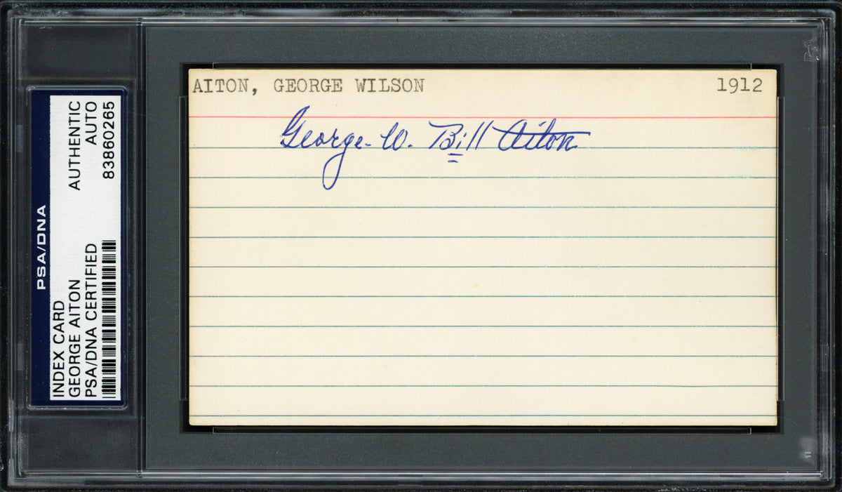 George Bill Aiton Autographed 3x5 Index Card St. Louis Browns PSA/DNA #83860265