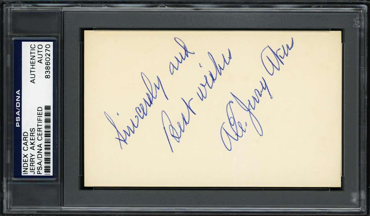 Albert Earl "Jerry" Akers Autographed 3x5 Index Card Washington Senators "Sincerely and Best Wishes" PSA/DNA #83860270