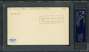 Albert Earl "Jerry" Akers Autographed 3x5 Index Card Washington Senators "Sincerely and Best Wishes" PSA/DNA #83860270