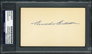 Arnold "Red" Anderson Autographed 3x5 Index Card Washington Senators PSA/DNA #83860288