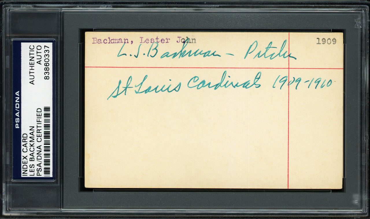 Les Backman Autographed 3x5 Index Card St. Louis Cardinals "1909-10" PSA/DNA #83860337