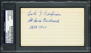Les Backman Autographed 3x5 Index Card St. Louis Cardinals "1909-10" PSA/DNA #83860338