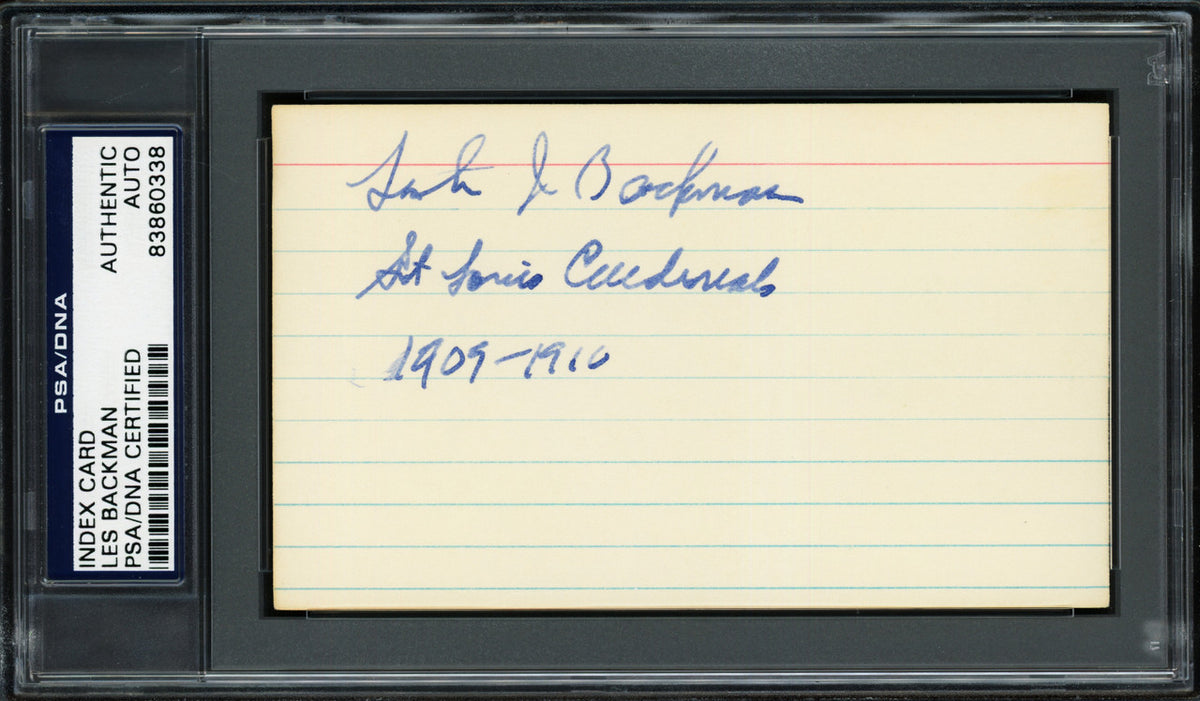 Les Backman Autographed 3x5 Index Card St. Louis Cardinals "1909-10" PSA/DNA #83860338