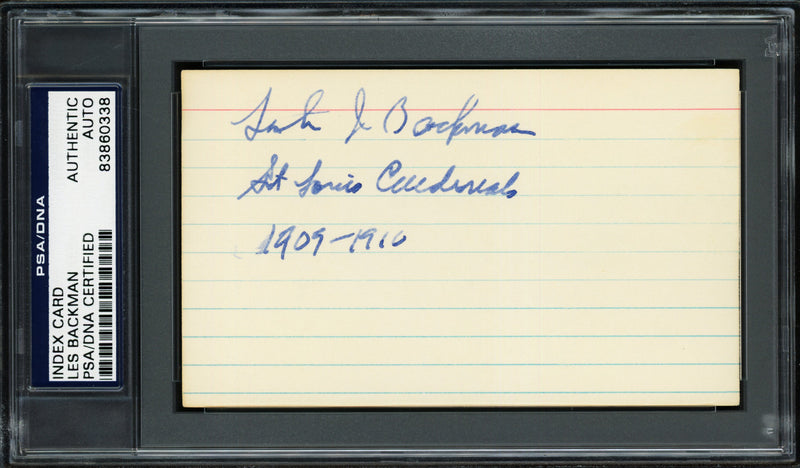 Les Backman Autographed 3x5 Index Card St. Louis Cardinals "1909-10" PSA/DNA #83860338