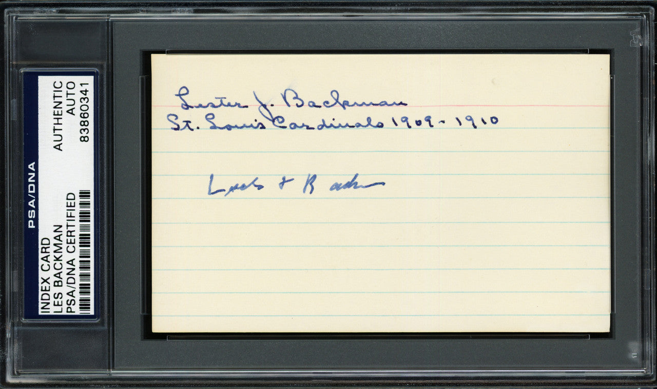 Les Backman Autographed 3x5 Index Card St. Louis Cardinals "1909-10" PSA/DNA #83860341