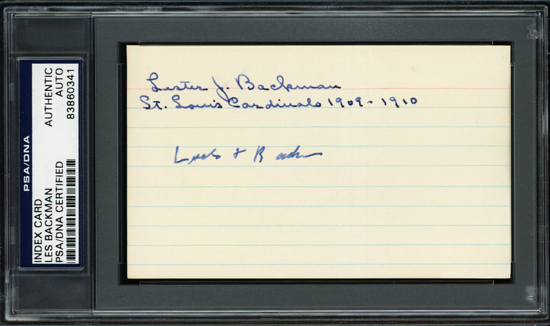 Les Backman Autographed 3x5 Index Card St. Louis Cardinals "1909-10" PSA/DNA #83860341