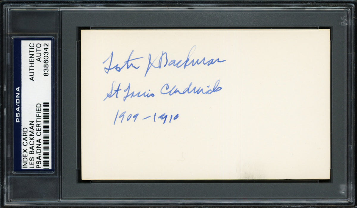 Les Backman Autographed 3x5 Index Card St. Louis Cardinals "1909-10" PSA/DNA #83860342