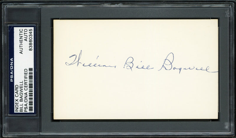 Bill Bagwell Autographed 3x5 Index Card Boston Braves, Philadelphia A's PSA/DNA #83860345