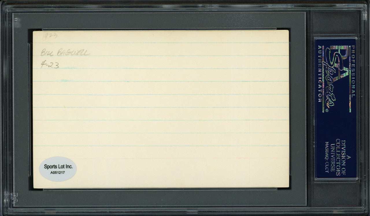 Bill Bagwell Autographed 3x5 Index Card Boston Braves, Philadelphia A's PSA/DNA #83860344