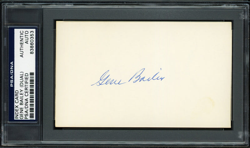 Gene Bailey Autographed 3x5 Index Card Boston Braves, Philadelphia A's (Signed Twice) PSA/DNA #83860353