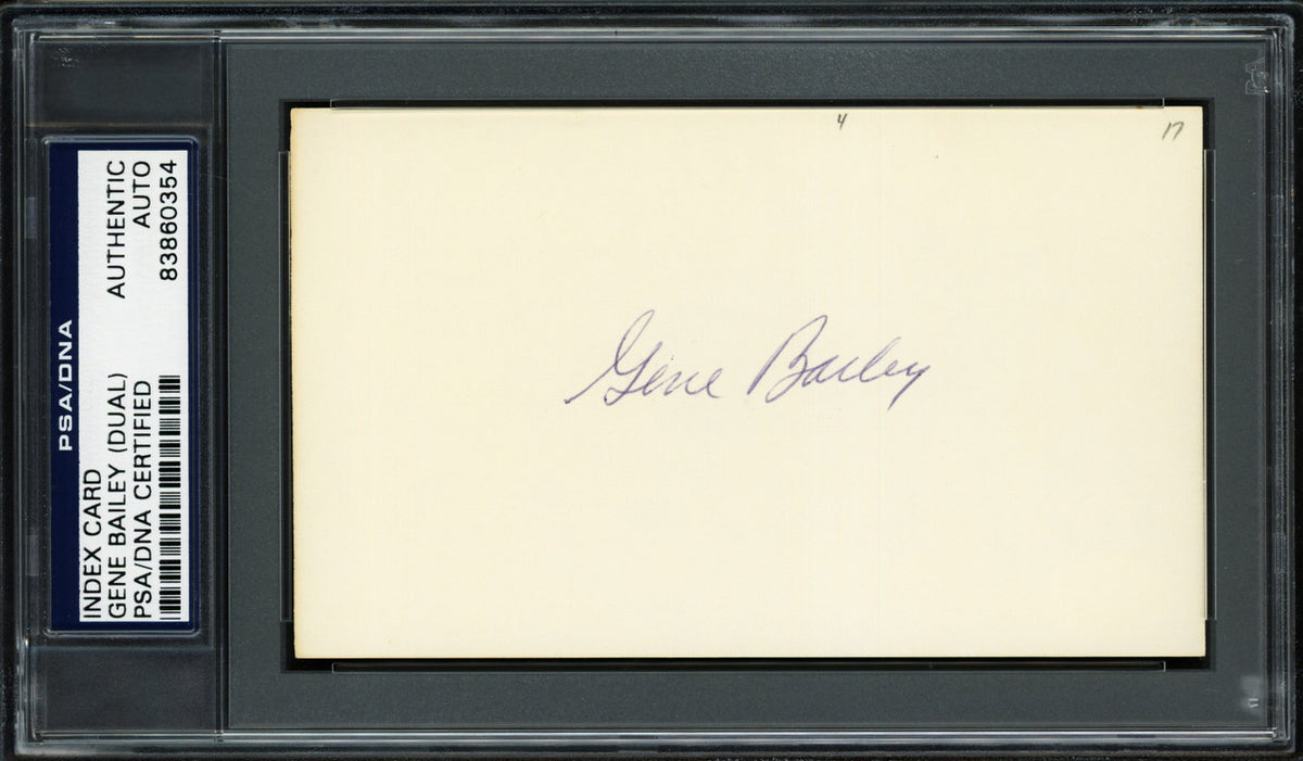 Gene Bailey Autographed 3x5 Index Card Boston Braves, Philadelphia A's (Signed Twice) PSA/DNA #83860354