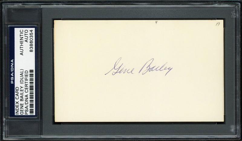 Gene Bailey Autographed 3x5 Index Card Boston Braves, Philadelphia A's (Signed Twice) PSA/DNA #83860354