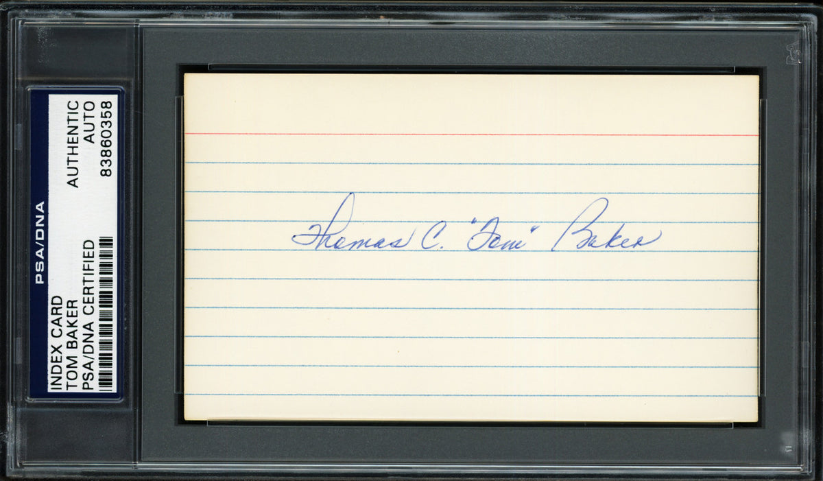Tom "Rattlesnake" Baker Autographed 3x5 Index Card Brooklyn Dodgers PSA/DNA #83860358