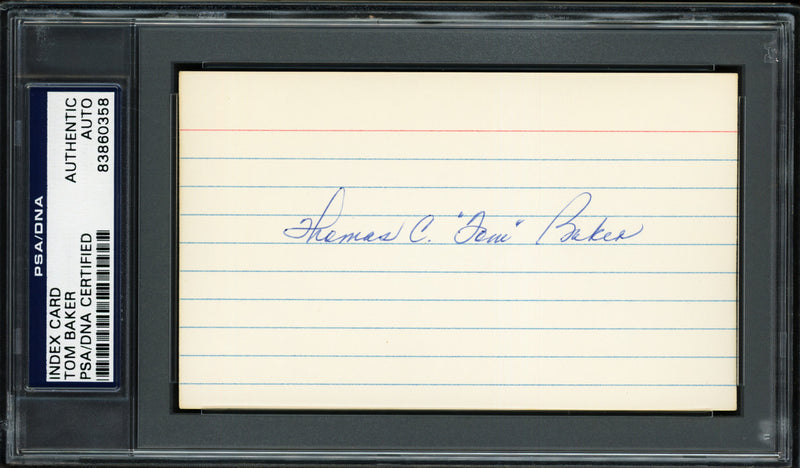 Tom "Rattlesnake" Baker Autographed 3x5 Index Card Brooklyn Dodgers PSA/DNA #83860358