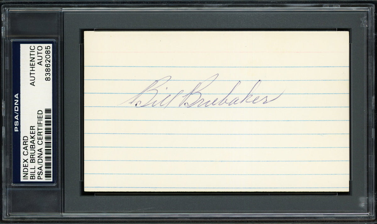 William "Bill" Brubaker Autographed 3x5 Index Card Pittsburgh Pirates, Boston Braves PSA/DNA #83862085