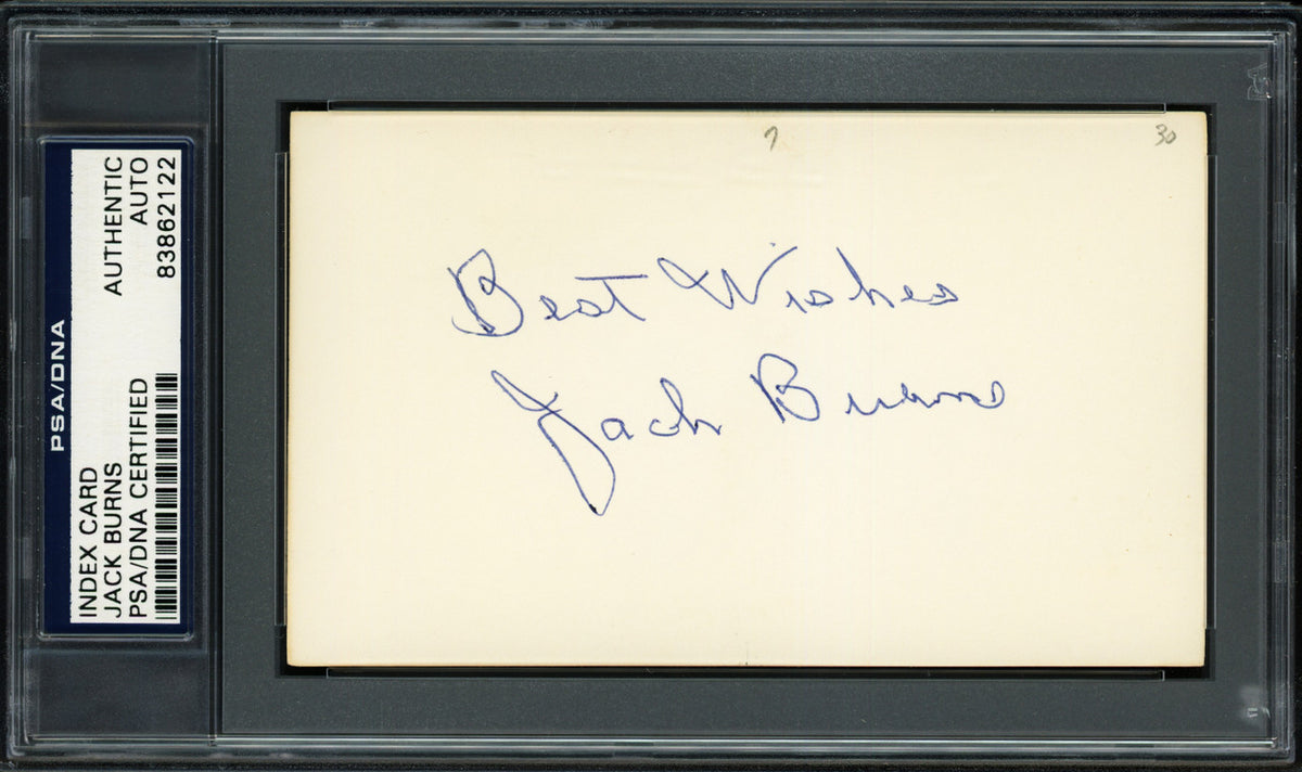 Irving Jack Burns Autographed 3x5 Index Card St. Louis Browns, Detroit Tigers "Best Wishes" PSA/DNA #83862122