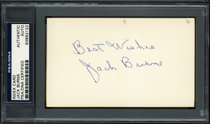 Irving Jack Burns Autographed 3x5 Index Card St. Louis Browns, Detroit Tigers "Best Wishes" PSA/DNA #83862122
